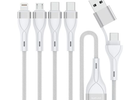 4smarts 4in2 15W Multi-Charging Kabel - 2 x USB-C   Lightning   Micro USB 120cm - Hvid Online Sale