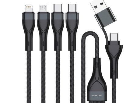 4smarts 4in2 15W Multi-Charging Kabel - 2 x USB-C   Lightning   Micro USB 120cm - Sort Discount