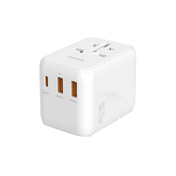 4smarts World 4-i-1 Rejseadapter m. 2 x USB-A, 1 x USB-C & 1 x AC Stikkontakt - Hvid Online Sale