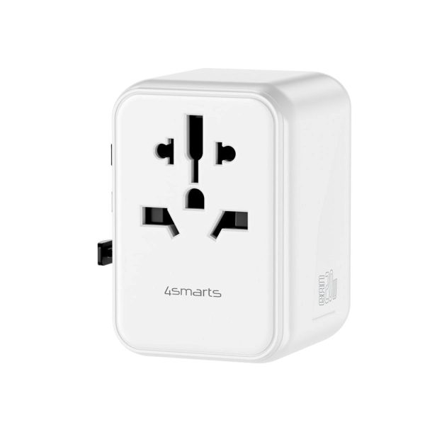 4smarts World 4-i-1 Rejseadapter m. 2 x USB-A, 1 x USB-C & 1 x AC Stikkontakt - Hvid Online Sale