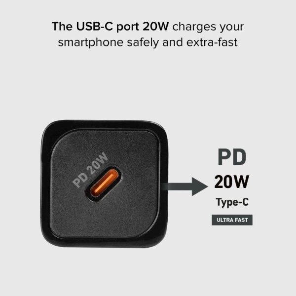 SBS NanoTube PD 20W GaN Vægoplader m. USB-C - Sort Sale