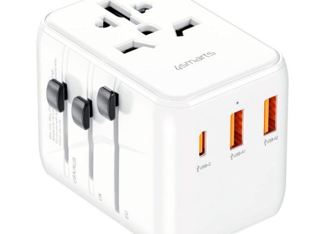 4smarts World 4-i-1 Rejseadapter m. 2 x USB-A, 1 x USB-C & 1 x AC Stikkontakt - Hvid Online Sale