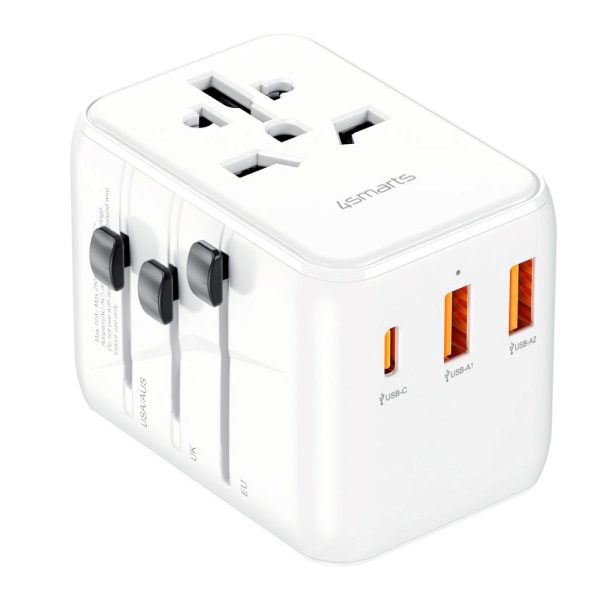 4smarts World 4-i-1 Rejseadapter m. 2 x USB-A, 1 x USB-C & 1 x AC Stikkontakt - Hvid Online Sale