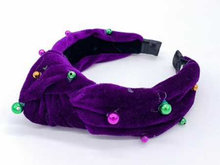 MARDI GRAS PURPLE VELVET BEADED HEADBAND Online