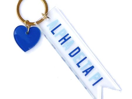 ALPHA DELTA PI HEART CHARM KEYCHAIN For Cheap