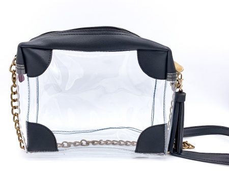 BLACK LEATHER CLEAR PURSE RECTANGLE Online Hot Sale