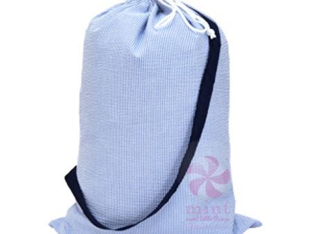 NAVY SEERSUCKER HOLD ALL LAUNDRY BAG For Discount