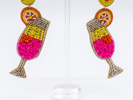 ORANGE AND PINK COCKTAIL BEADED EARRINGS Cheap