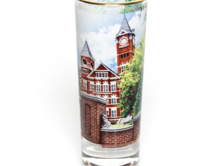 2oz shot glass with gold rim with Samford Hall detailed artwork Online Hot Sale