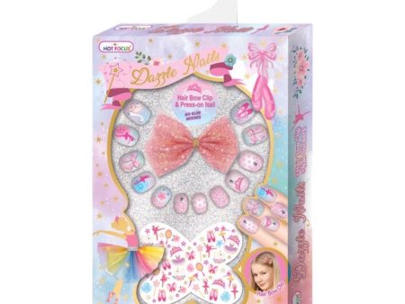 DAZZLE NAILS AND HAIR BOW For Cheap