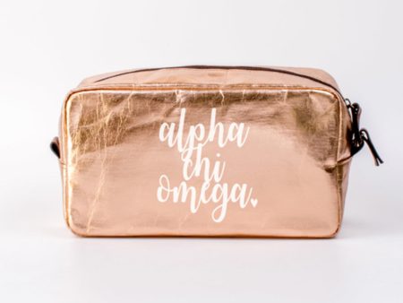 ALPHA CHI OMEGA ROSE GOLD COSMETIC BAG Online Sale