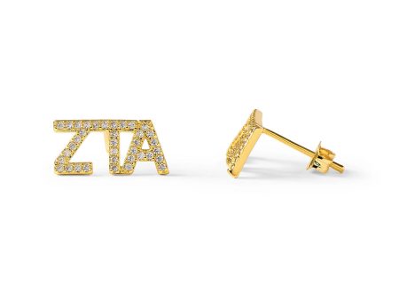 ZETA TAU ALPHA GOLD STUD EARRINGS Online now