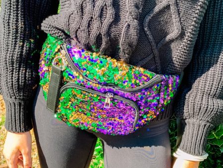 MARDI GRAS SEQUIN FANNY PACK on Sale