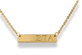 ZETA TAU ALPHA GOLD BAR NECKLACE For Discount