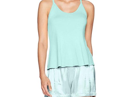 RIBBED SPAGHETTI TANK AQUA Online Hot Sale