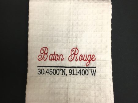 BATON ROUGE LATITUDE AND LONGITUDE HAND TOWEL For Discount