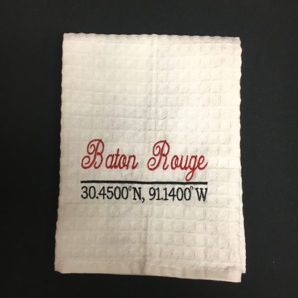 BATON ROUGE LATITUDE AND LONGITUDE HAND TOWEL For Discount