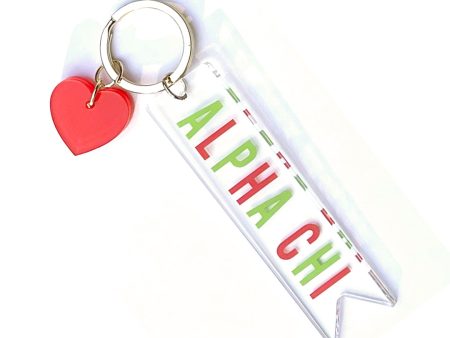 ALPHA CHI OMEGA HEART CHARM KEYCHAIN Online now