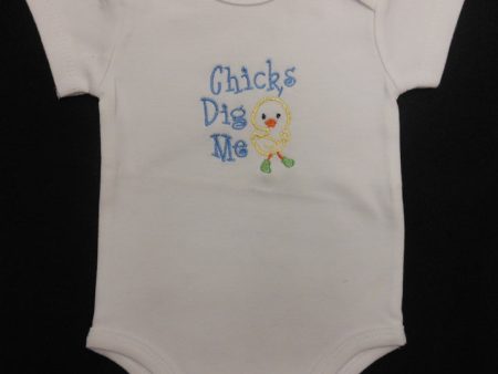 CHICKS DIG ME BABY ONESIE on Sale