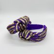 PURPLE AND GOLD SEQUIN STRIPE KNOT HEADBAND Supply