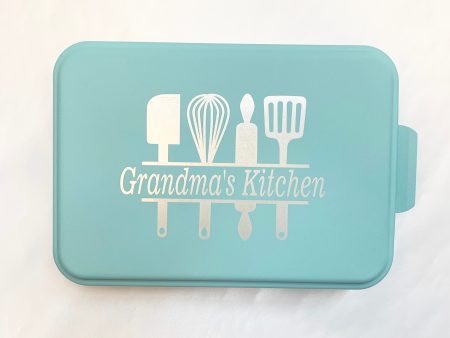 PERSONALIZED 9X13 BAKING PAN WITH LID TEAL For Cheap