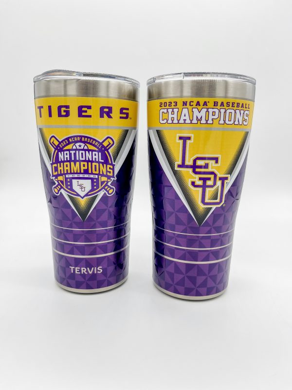 20OZ LSU BASEBALL NATIONAL CHAMPIONS STAINLESS STEEL TUMBLER For Sale