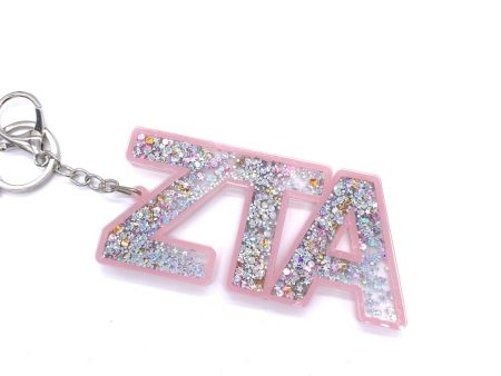 ZETA TAU ALPHA GLITTER KEYCHAIN For Sale