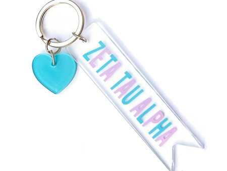 ZETA TAU ALPHA HEART CHARM KEYCHAIN Discount