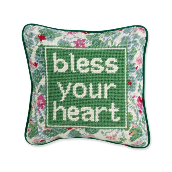 BLESS YOUR HEART NEEDLEPOINT PILLOW Hot on Sale