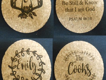 CUSTOM CORK COASTER SET OF 4 Online now