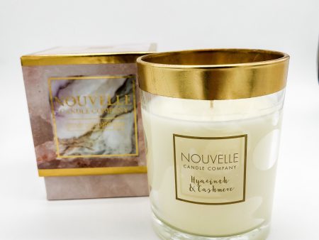 HYACINTH AND CASHMERE GRANDE GOLD BAND GLASS CANDLE For Discount