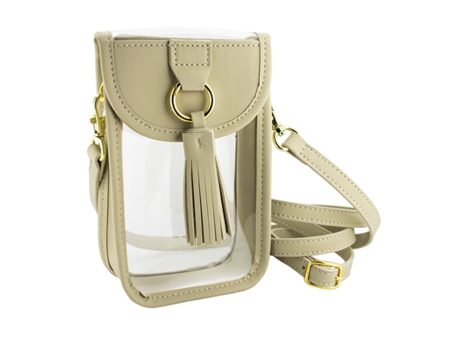 CELL PHONE CLEAR CROSSBODY PURSE TAN Online now