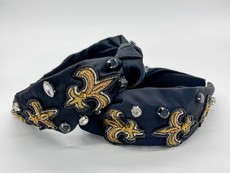 BLACK AND GOLD FLEUR DE LIS BEADED HEADBAND Online