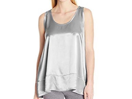 NATALIE SATIN TANK WITH RUFFLE SILVER Online now