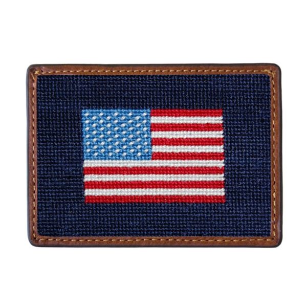 AMERICAN FLAG NEEDLEPOINT CARD WALLET Hot on Sale