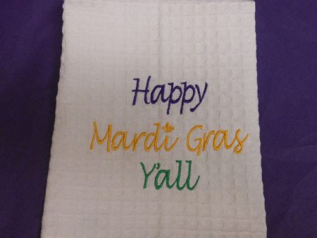 HAPPY MARDI GRAS YALL TOWEL For Sale