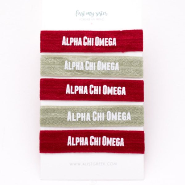 ALPHA CHI OMEGA HAIR TIE SET For Discount