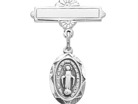 STERLING SILVER OVAL MEDAL BABY PIN For Cheap