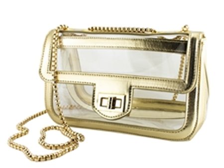 GOLD CONVERTIBLE CLEAR CROSSBODY PURSE For Discount