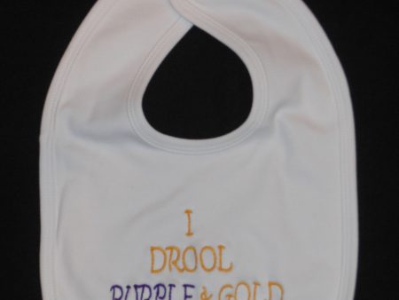 I DROOL PURPLE AND GOLD BABY BIB Discount